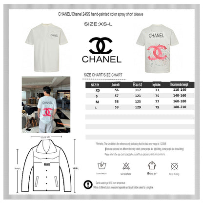 Chanel Pink Splash Logo T-Shirt