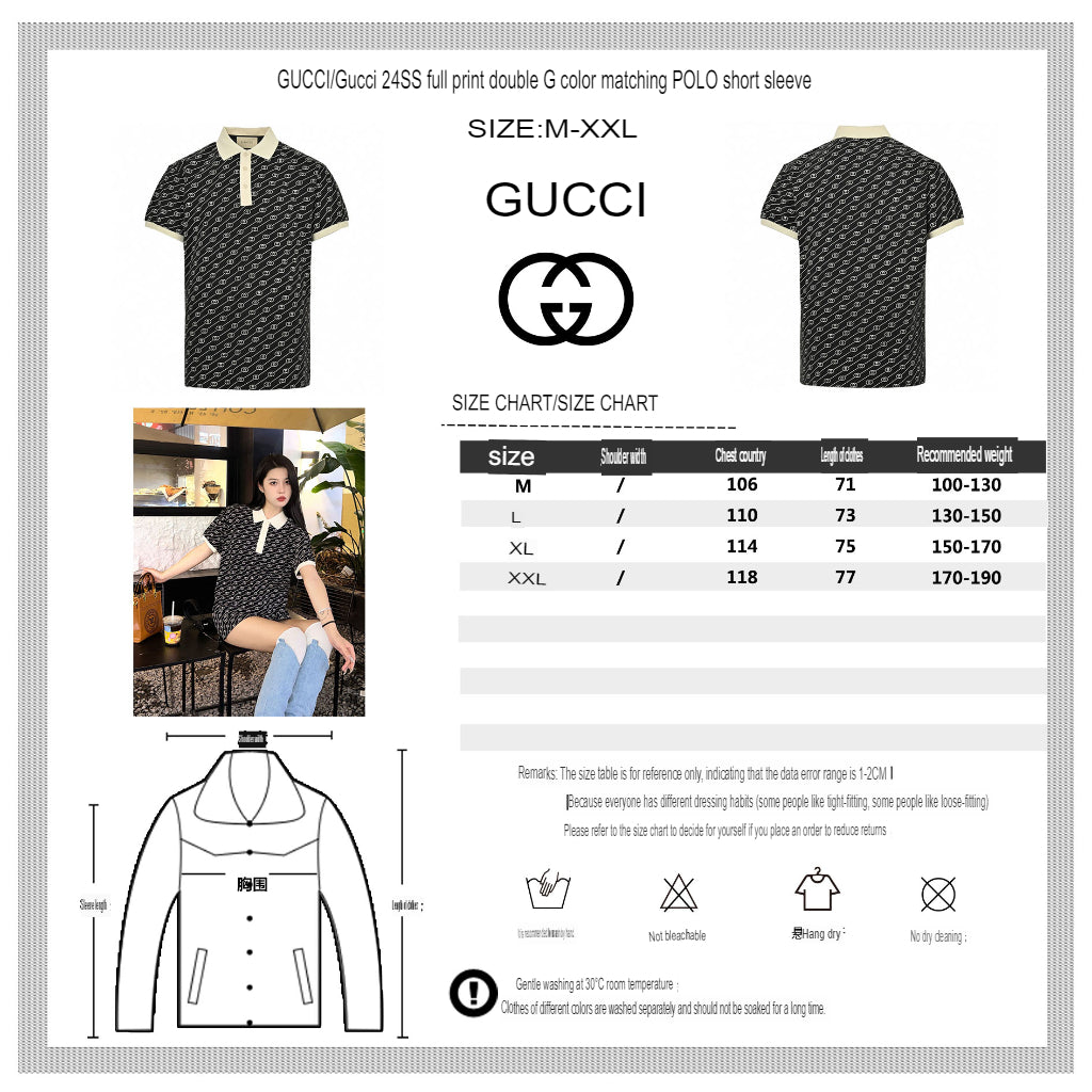 GUCCI GG PATTERN POLO SHIRT BLACK