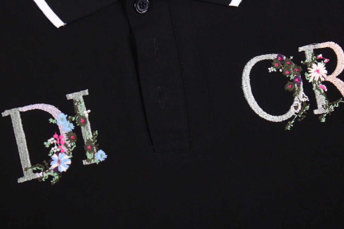 Dior Polo Shirt with Floral Logo Design