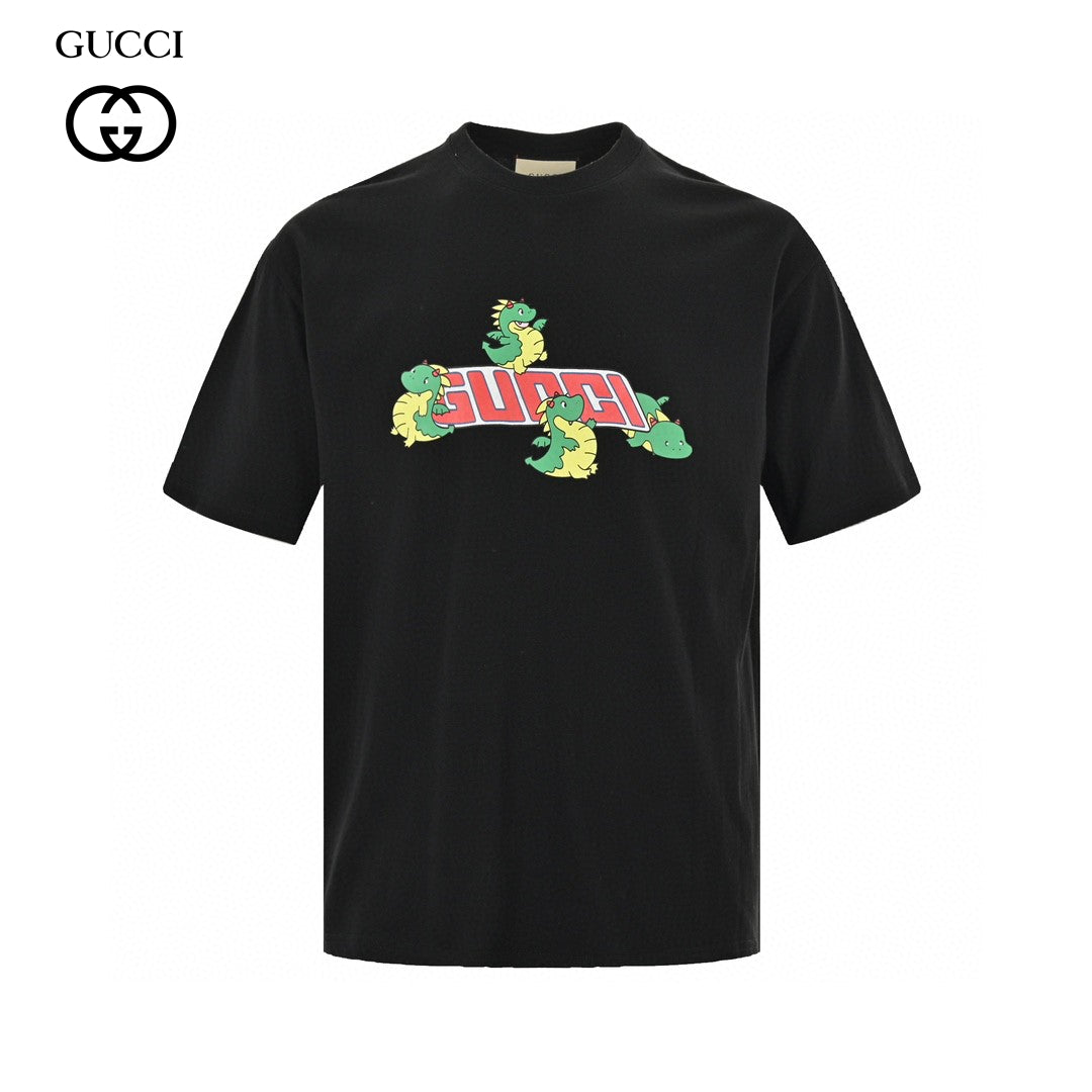 Gucci Black T-Shirt with Dinosaur Graphic