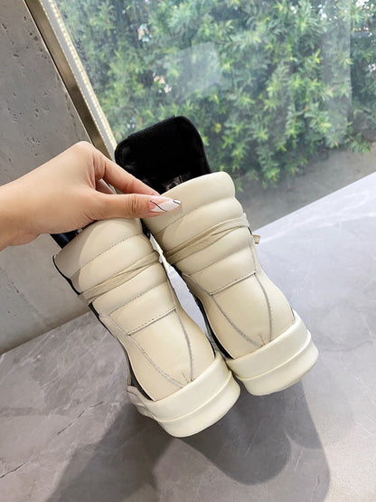 Rick Owens Geobasket Sneakers - Black and Cream