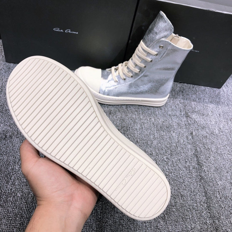 Rick Owens Metallic High-Top Sneakers