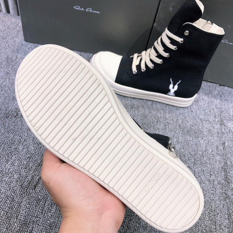 Rick Owens Black High-Top Canvas Sneakers