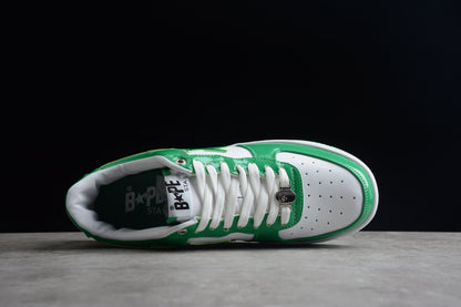 BAPE STA Low-Top Green and White Sneakers