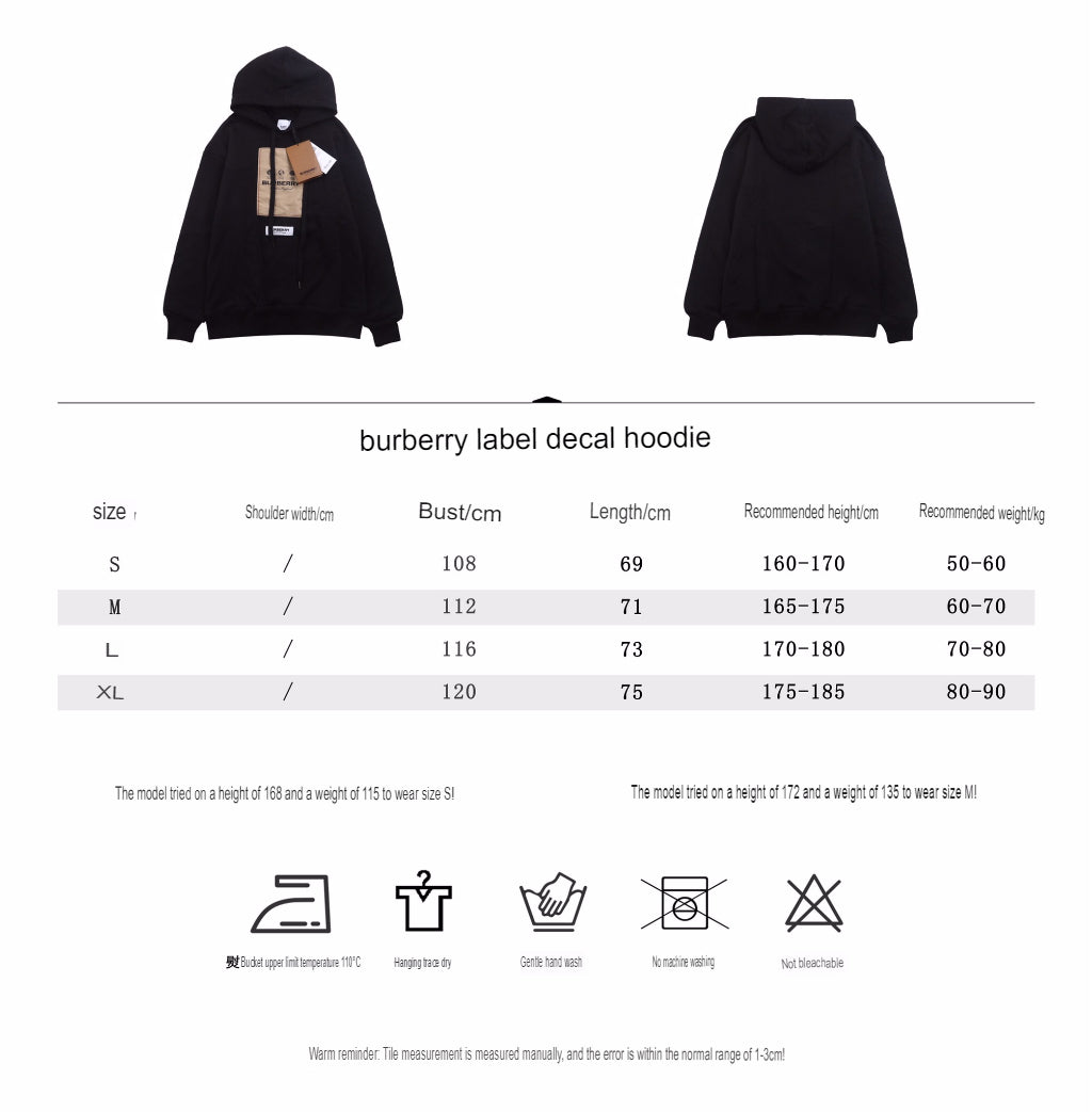 Burberry Black Hoodie with Logo Patch