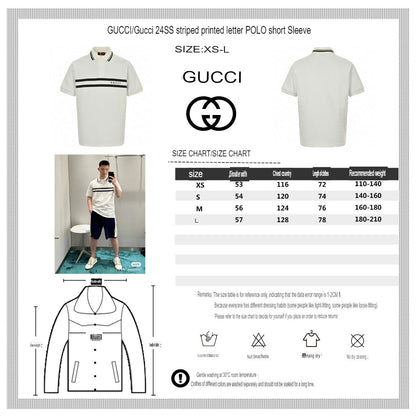 Gucci Striped Logo Polo Shirt (White)