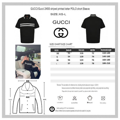 Gucci Striped Logo Polo Shirt (Black)