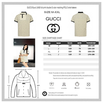 Gucci Beige GG Pattern Polo Shirt