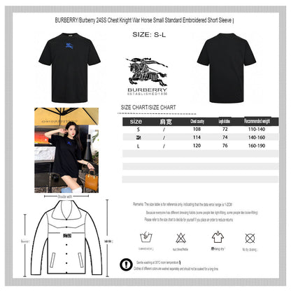 Burberry Black T-Shirt with Blue Equestrian Knight Logo