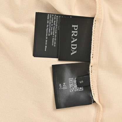 Prada Logo Patch Beige Polo Shirt