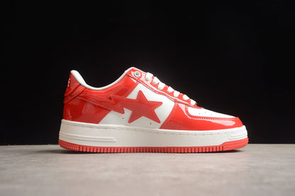 BAPE STA Low-Top Sneakers in Red and White