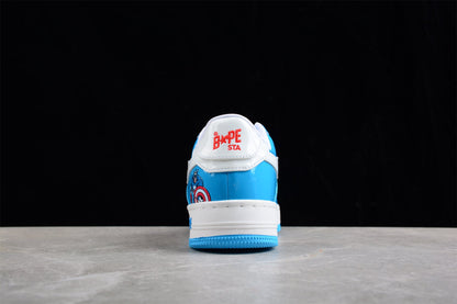 BAPE STA Low-Top Sneakers in Blue and Red Captain America Edition