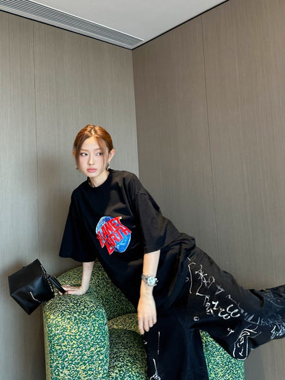 Balenciaga Planet Earth Black T-Shirt