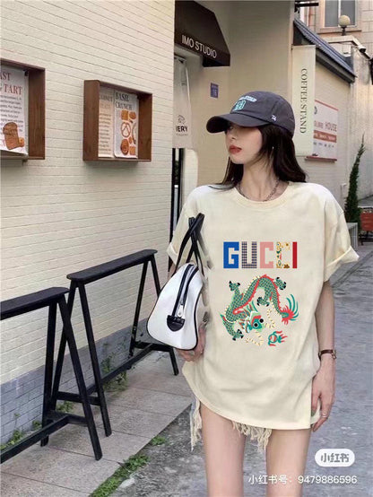 Gucci Dragon Graphic T-Shirt (Beige)