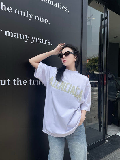 Balenciaga Pastel Logo T-Shirt in Off-White