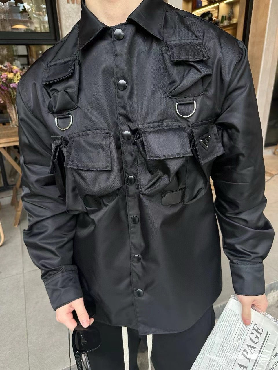 Prada Military Style Jacket - Black