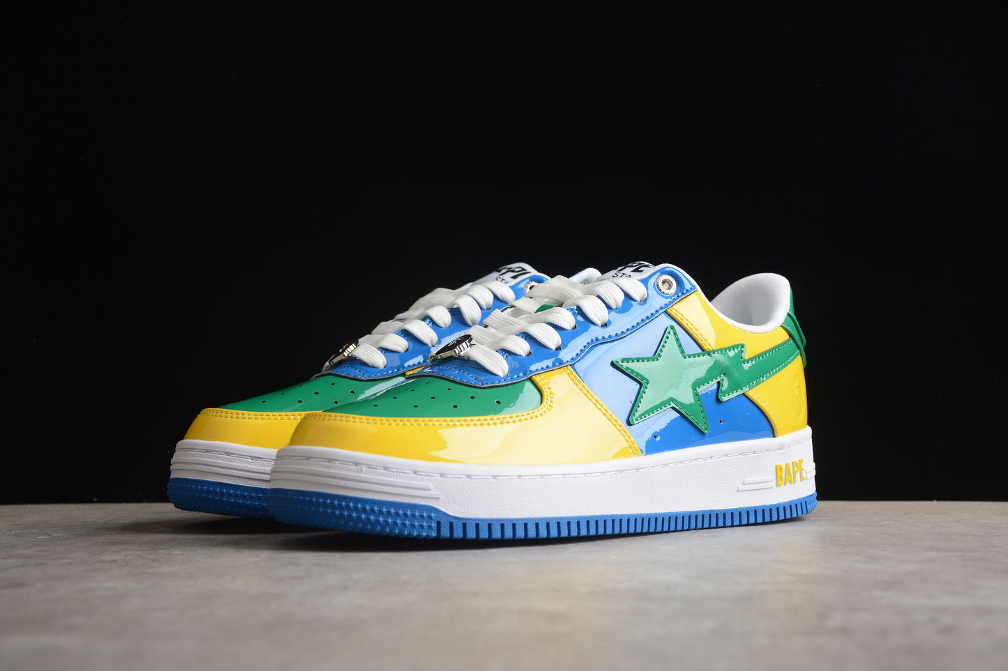 BAPE STA Low-Top Sneakers in Green, Blue, and Yellow