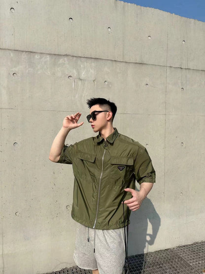 Prada Olive Green Short-Sleeve Jacket