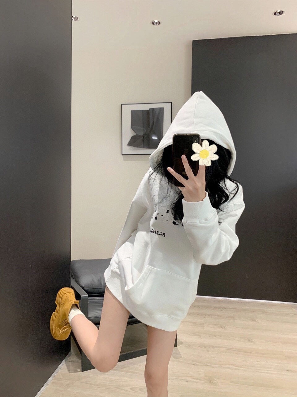 Balenciaga White Logo Hoodie