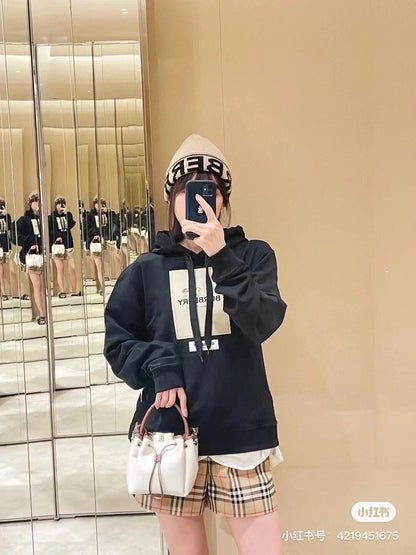 Burberry Black Hoodie with Logo Patch