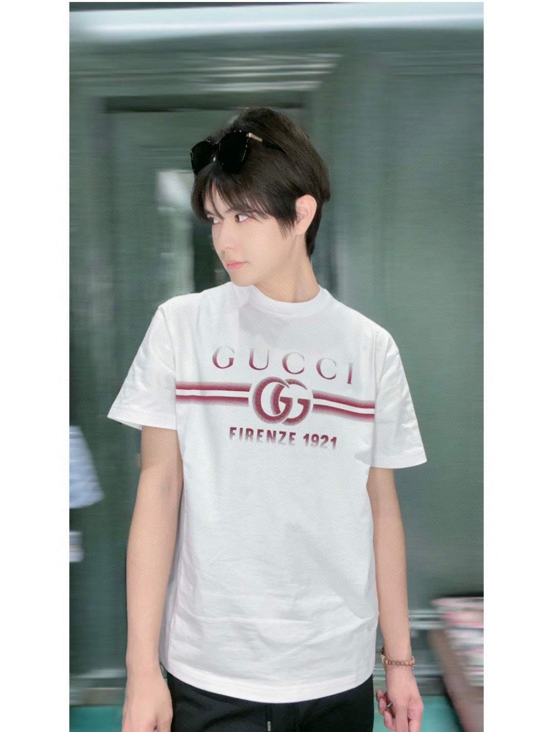 Gucci White T-Shirt with Firenze 1921 Logo