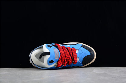 Lanvin Blue and Red Lace Sneakers