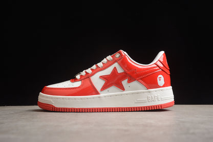 BAPE STA Low-Top Sneakers in Red and White