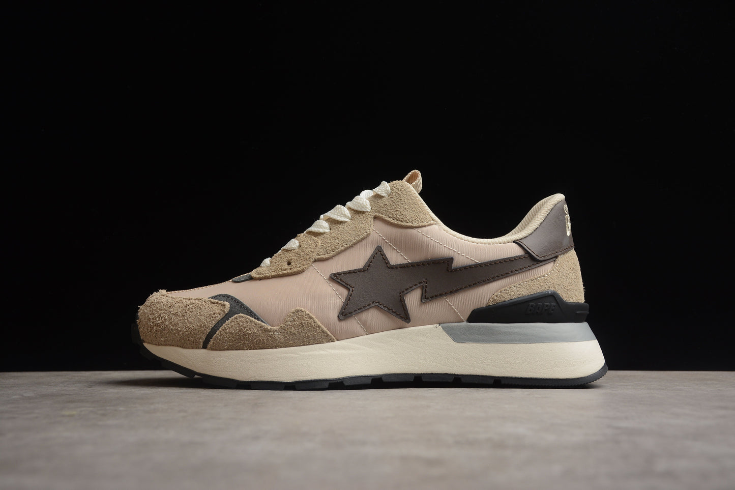 BAPE STA Retro Runner Beige and Brown Sneakers