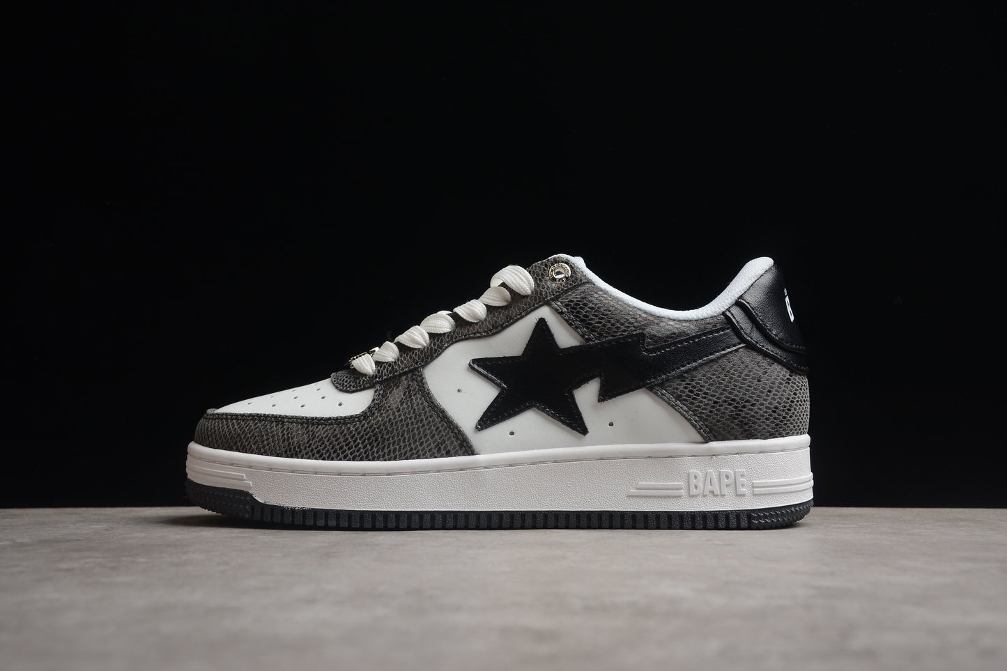 BAPE STA Low-Top Sneakers with Black Snakeskin Pattern