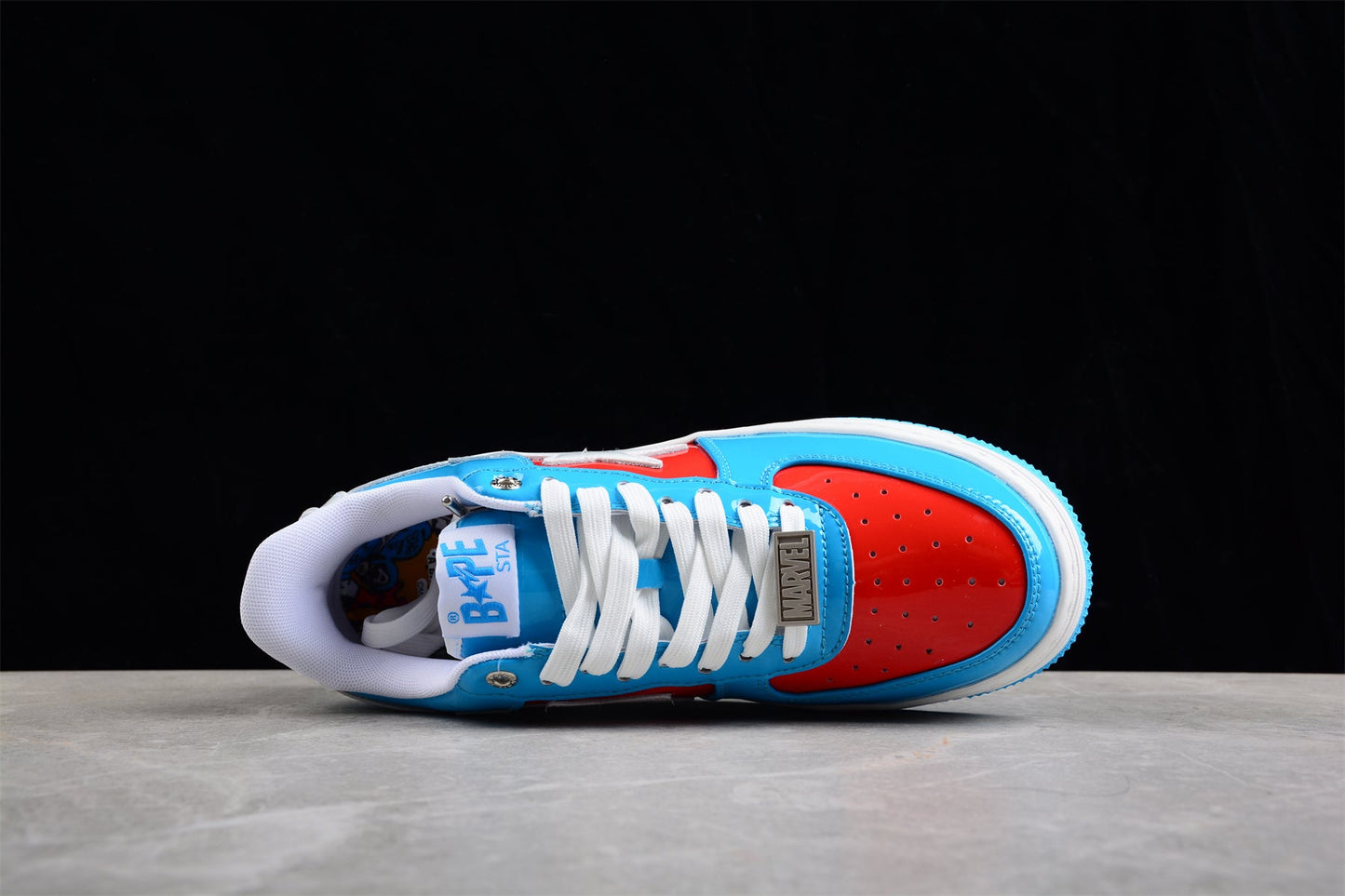 BAPE STA Low-Top Sneakers in Blue and Red Captain America Edition