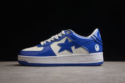 BAPE STA Low-Top Blue and White Patent Leather Sneakers