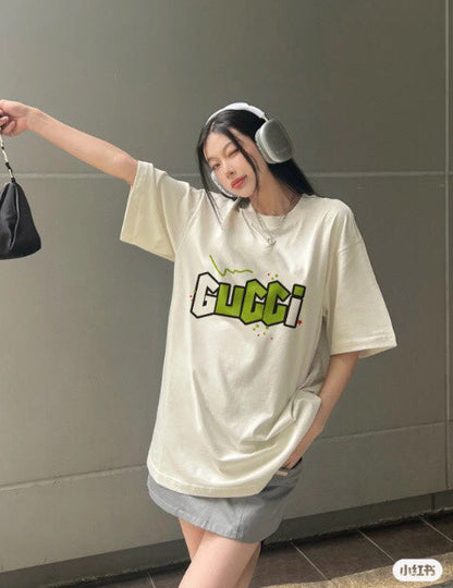 Gucci Lightning Bolt Logo T-Shirt in Cream