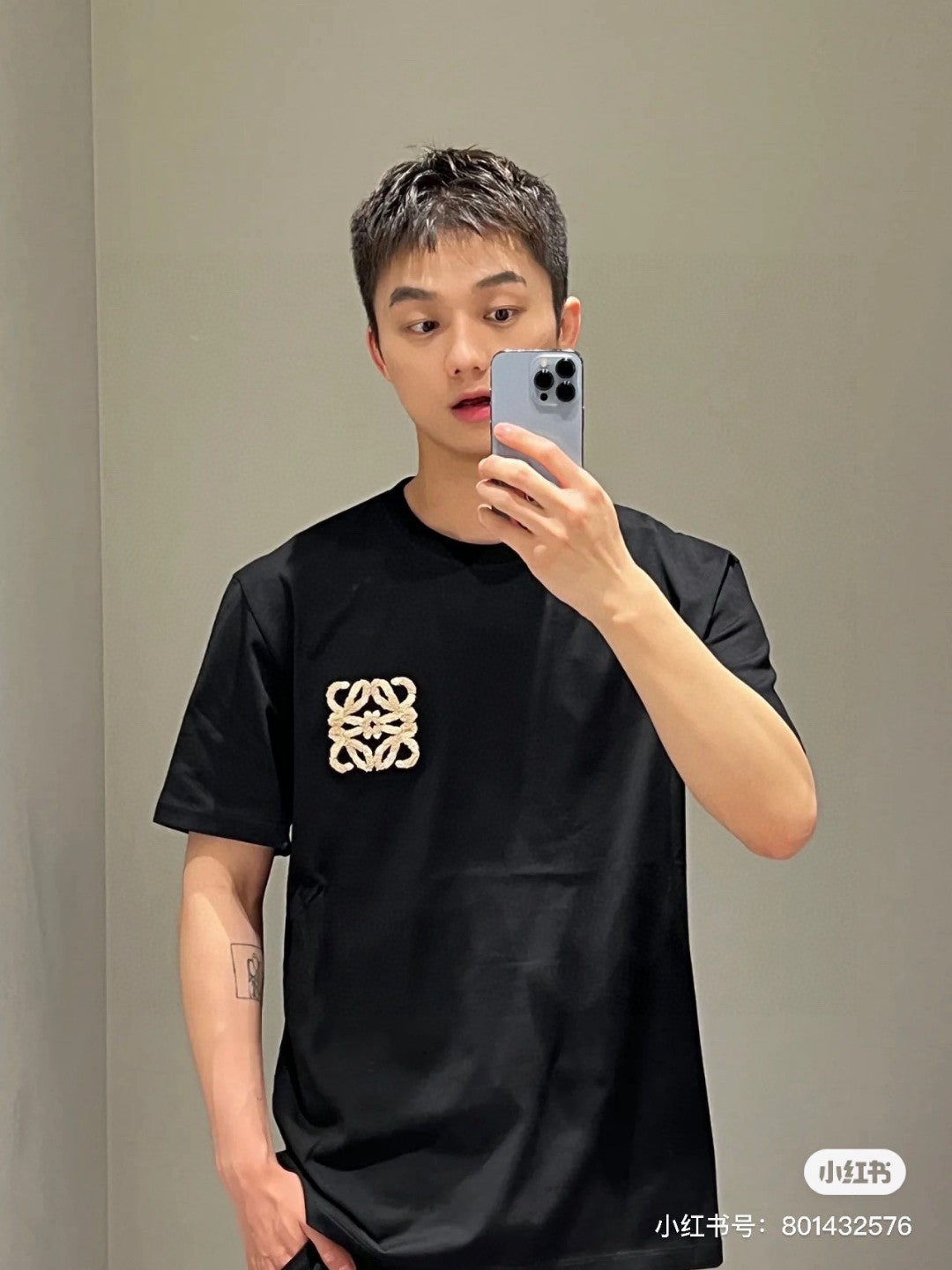 Loewe Embroidered Pocket T-Shirt in Black