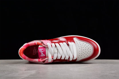 BAPE STA Low-Top Sneakers in Red and Pink