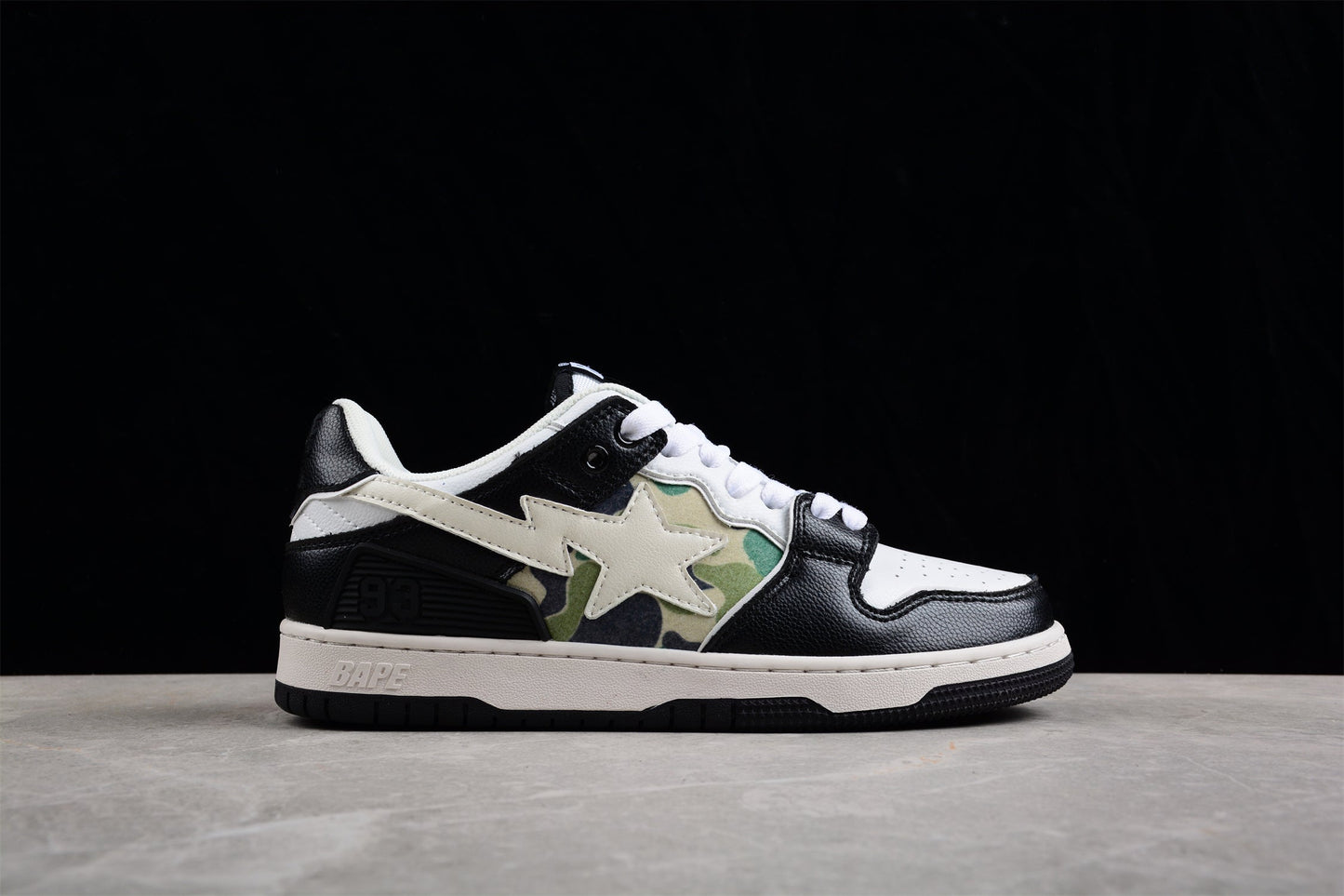 BAPE STA Low-Top Sneakers in Black, White, and Camo