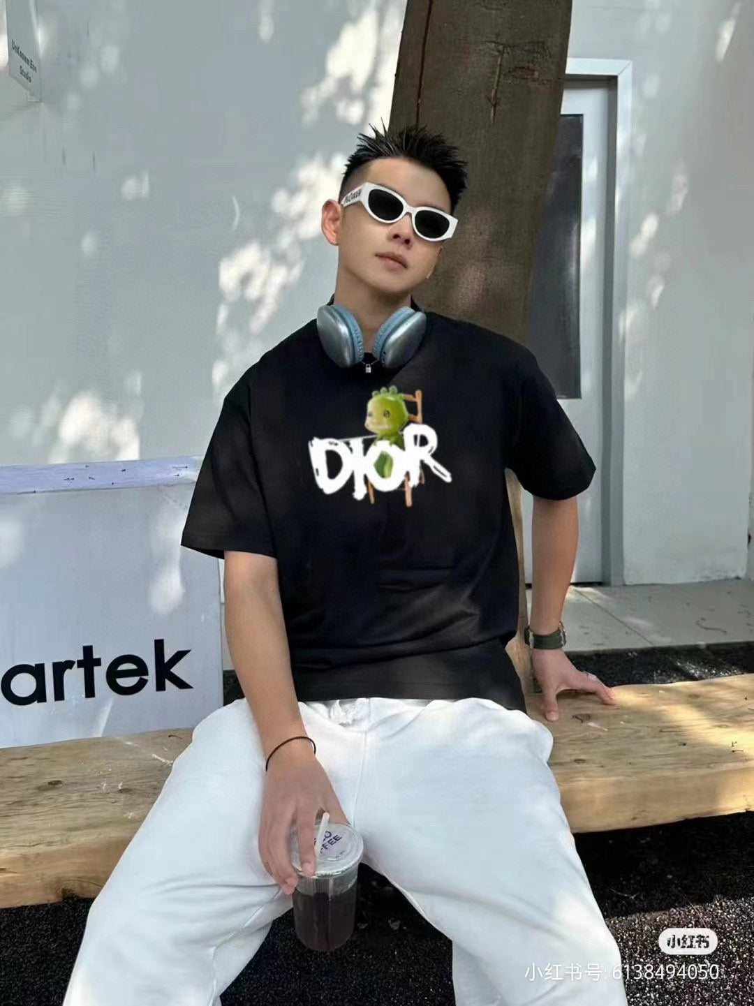 Dior Green Monster Graphic Black T-Shirt