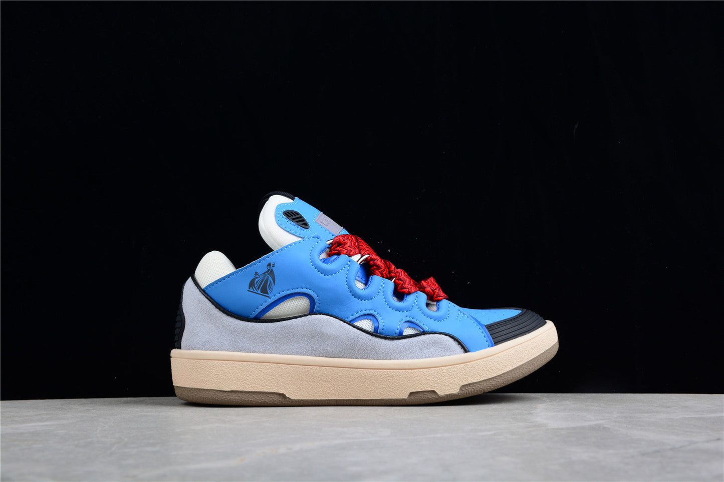 Lanvin Blue and Red Lace Sneakers