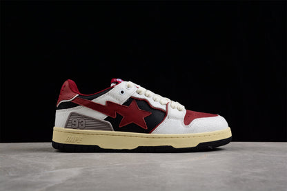 BAPE STA Low Top Sneakers in Red, White, and Black