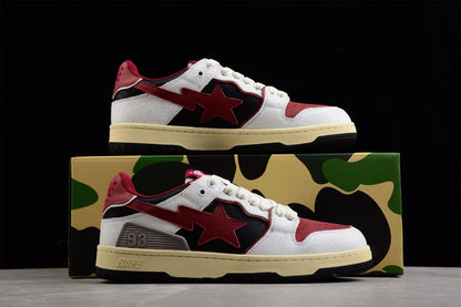 BAPE STA Low Top Sneakers in Red, White, and Black