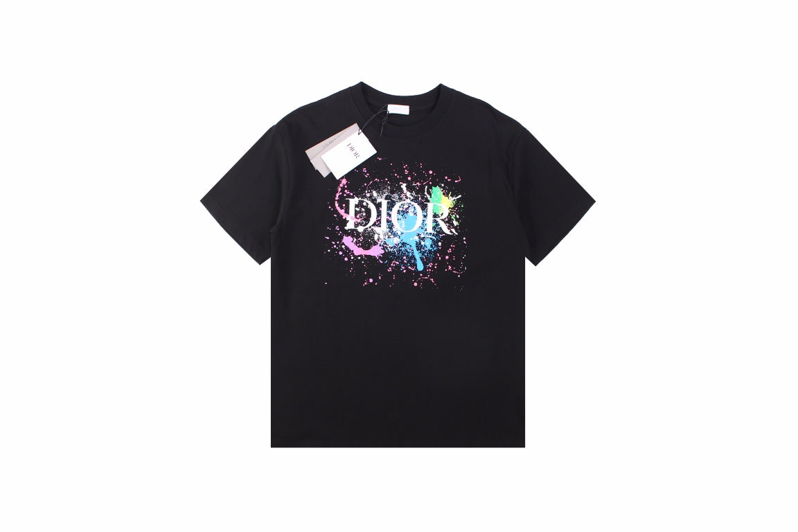 Dior Color Splash Graphic T-Shirt - Black