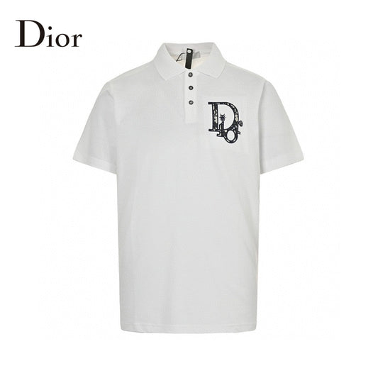 Dior Oblique Embroidered White Polo Shirt