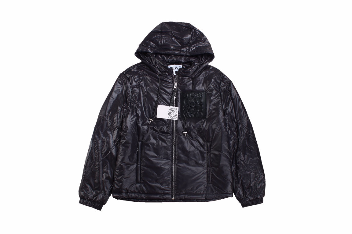 Loewe Hooded Puffer Jacket - Shiny Black