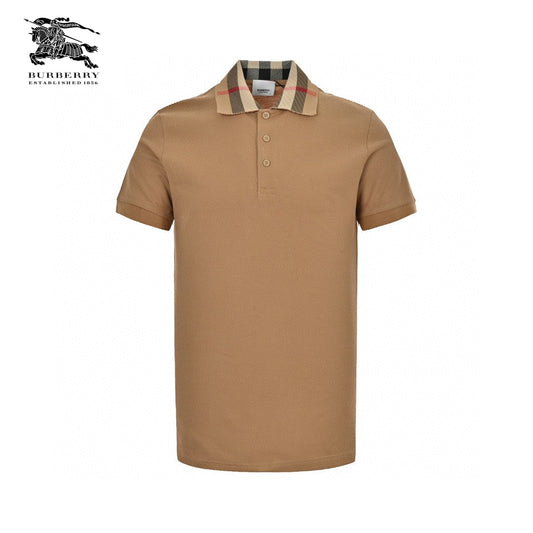 Burberry Polo Shirt with Check Collar (Tan)