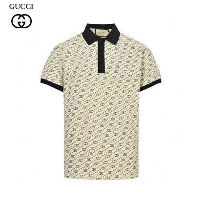 Gucci Beige GG Pattern Polo Shirt