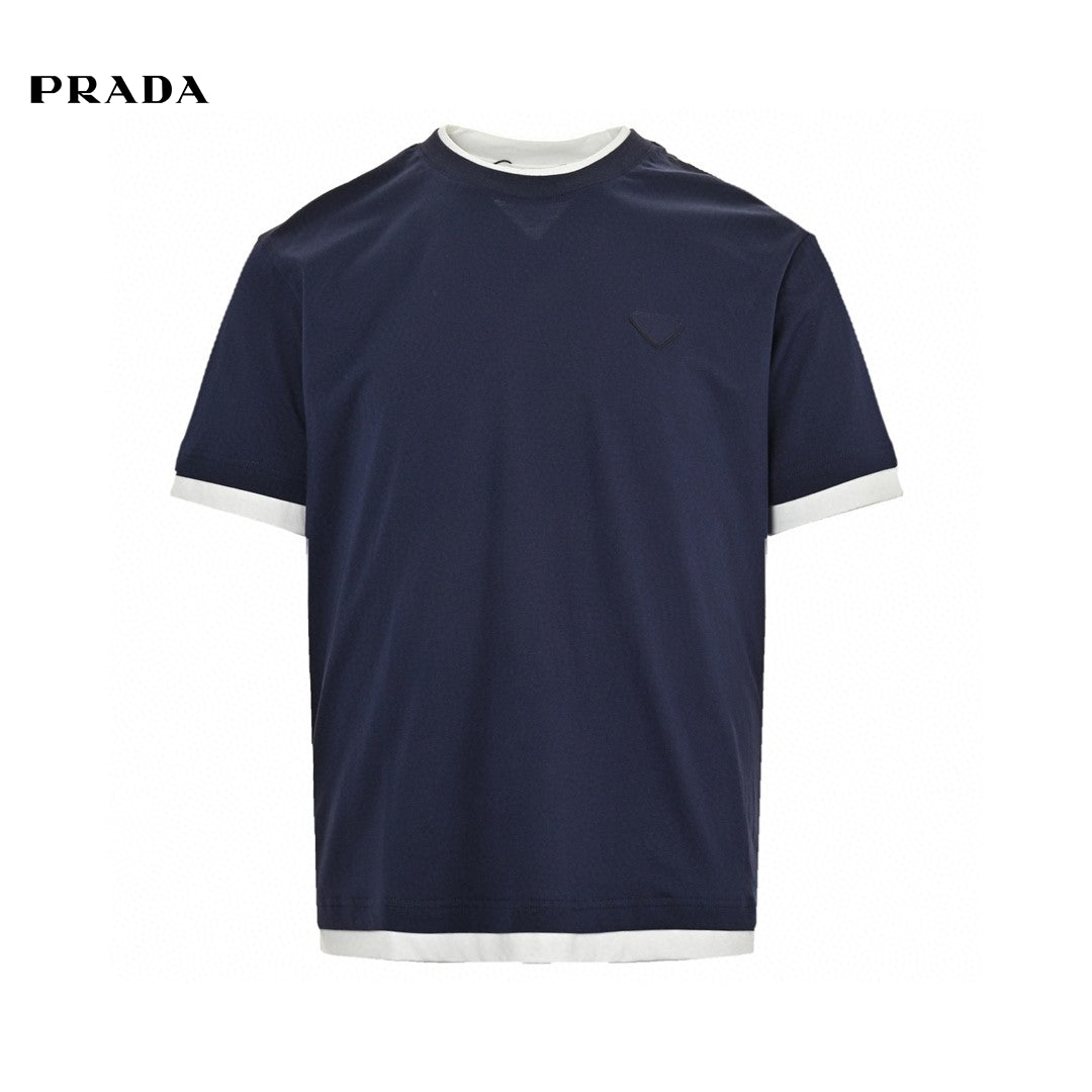 Prada Navy Blue Double Layer T-Shirt