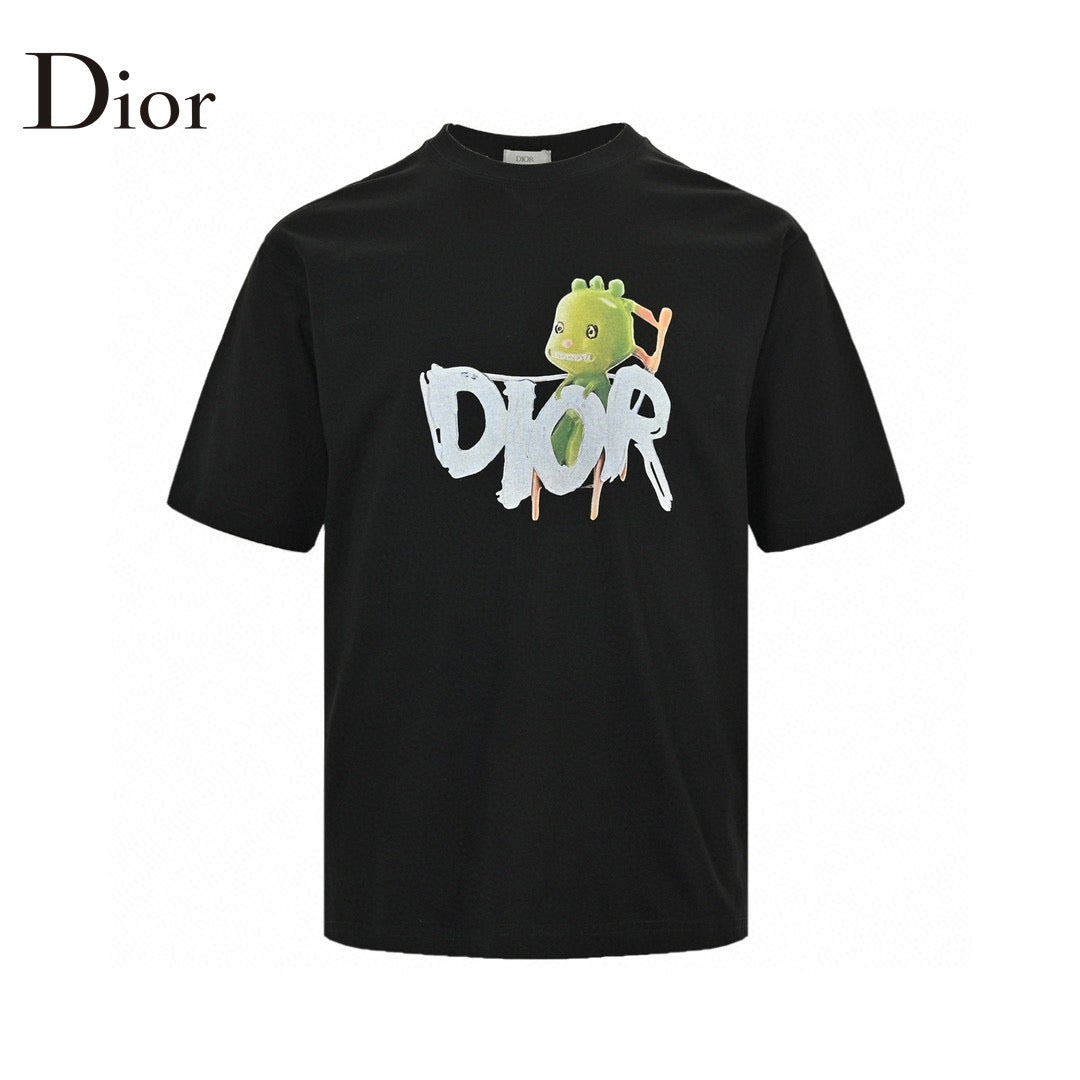 Dior Green Monster Graphic Black T-Shirt