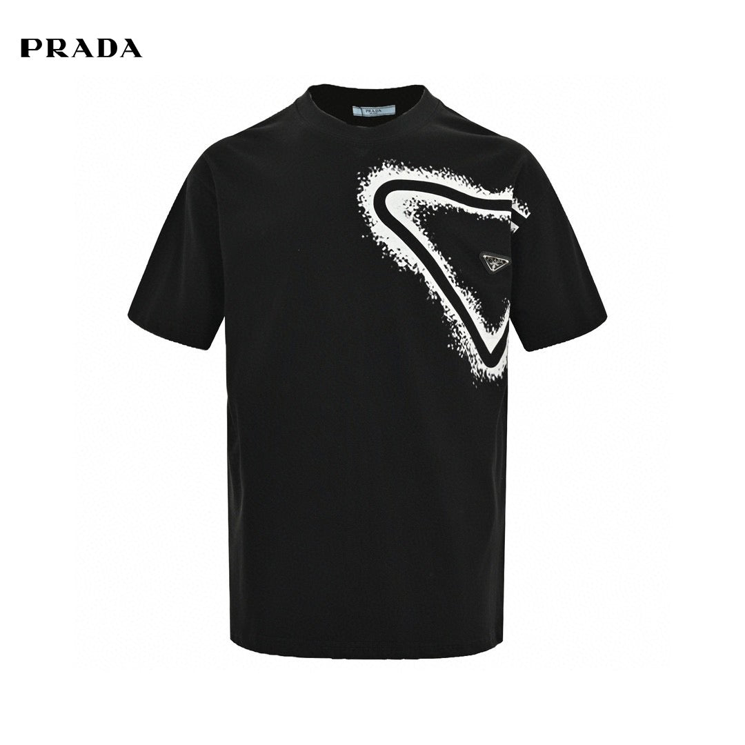 Prada Triangle Spray Paint Logo T-Shirt (Black)