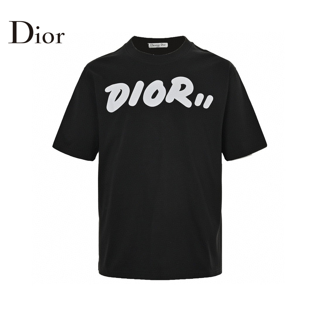 Dior Oversized White Logo Black T-Shirt