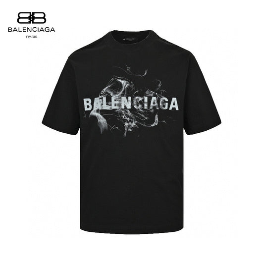 Balenciaga Smoke Print Logo T-Shirt (Black)