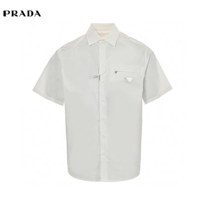 Prada Short-Sleeve Button-Up Shirt (White)